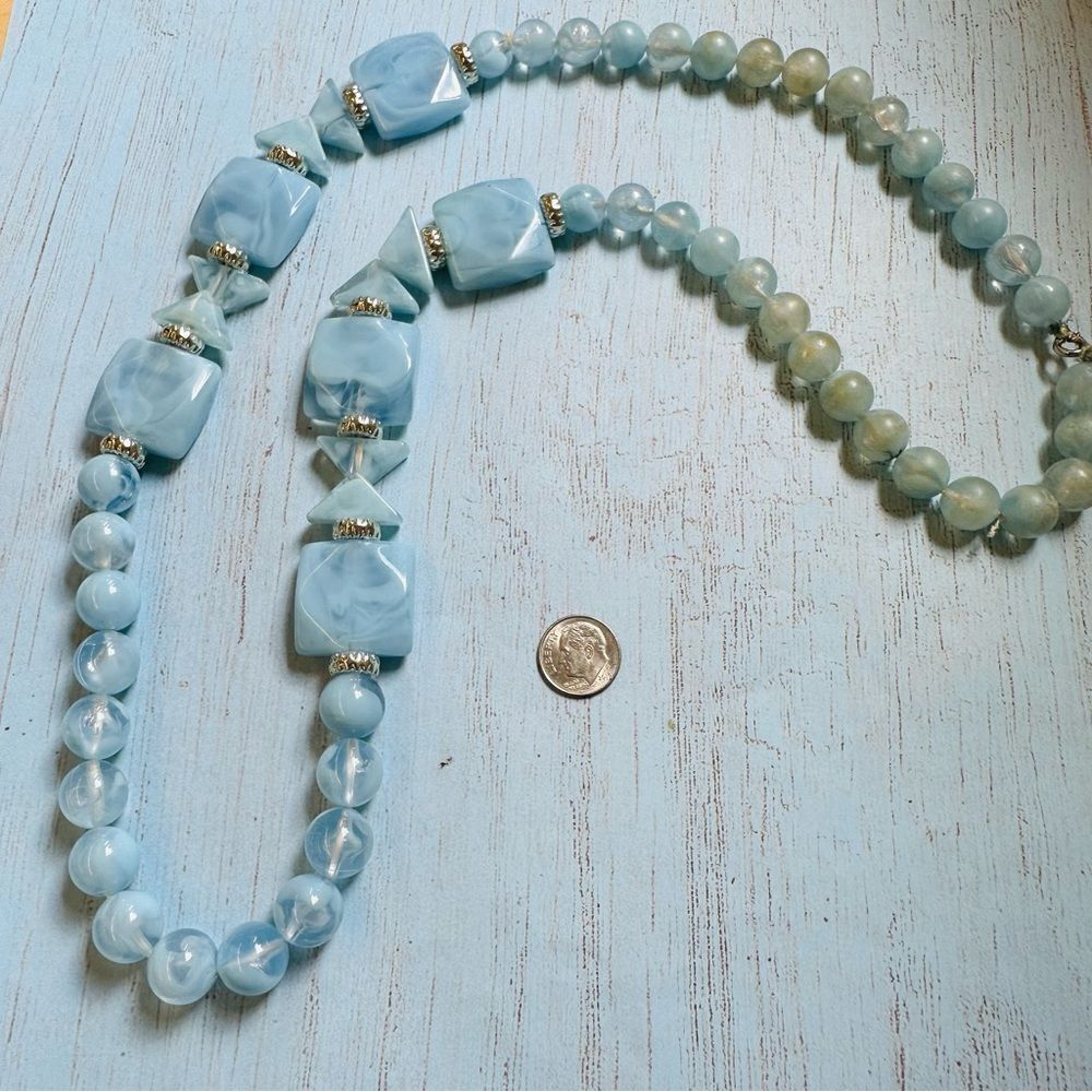 Blue Acrylic Beaded Necklace‎
